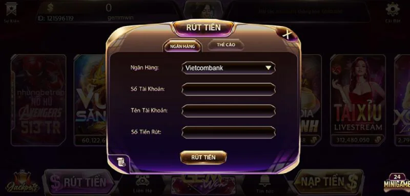 Tốc độ nạp rút, tiền tại Gemwin nhanh chóng, minh bạch